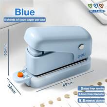 Mini 6 Hole Paper Punch, 10 Sheet Paper Capacity,5.5mm Hole Diameter,Handheld Circle Punch Puncher, Round Hole Paper Puncher For A4 A5 B5 Notebook Scrapbook Diary Planner,For Office&School Use - A - View 13