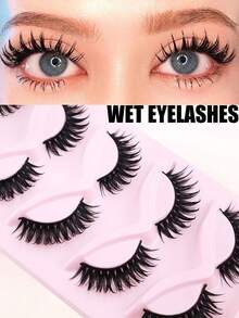 5对俄罗斯浓密型假睫毛，自然长度和卷翘度，柔软轻盈，适合约会和派对。 - 查看 2