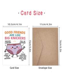 1 Thiệp chúc mừng sinh nhật bạn thân hài hước | 'Bạn thân giống như chiếc quần lót cỡ lớn' - Lời chúc mừng hài hước dành cho chị em gái, Quà tặng chơi khăm dễ thương, Thiết kế hoạt hình, Chất liệu giấy, Tiếng Anh - Mảnh duy nhất - Xem 4