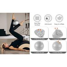 Pilates Ring Set – 14-Inch Anti-Deformation Magic Ring With Soft Handle, Mini Ball, 5 Resistance Bands, User Guide, Home Pilates Equipment - Grey - View 9