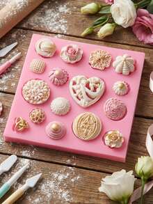1个/2个心形压花硅胶模具，适用于制作巧克力蛋糕、果冻、布丁、手工皂和糖果 - 查看 6