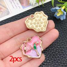 2/6pcs Elegant Flower Enamel Charms Flower Heart Necklaces Pendants Earrings Charms For Jewelry Making Bracelets Necklaces Earrings Keychains DIY Crafts - Multicolor - View 9