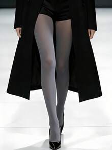 大码女士灰色打底裤，适合春秋季穿着，中等厚度弹力面料，不透，可休闲、工作、叠穿。 - 灰色 - 查看 3