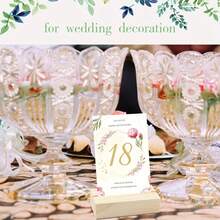 6/12/15pcs Wooden & Acrylic Table Card Holders, Table Number Display Stands, Suitable For Wedding, Engagement, Bridal Shower, Birthday, Ball, Home Kitchen Party Supplies - Natural Wood Base - View 3