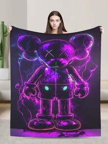 Kawss Kawaii Kaw Blanket Luxury Anime Flannel Blanket - Ultra Soft Cartoon Print, The Perfect Gift For Any Occasion, Christmas, Birthday, For Home, Camping & Travel Use - 黑色 - 查看 2