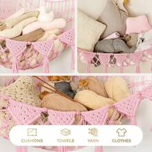 Macrame Boho Stuffed Animals Net Or Hammock,Extra Large Plush Toy Storage Holder For Small Or Large Plushies - Pink - View 5