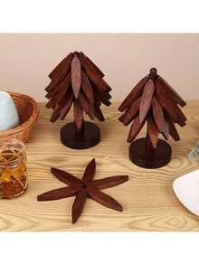 3pcs Heat Insulation Pads, Multifunctional Kitchen Desktop Heat Resistant Pads, Creative Tree Shaped Design - View 8