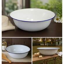 NEW FALCON 36CM ENAMEL WASH BASIN WASHING UP LARGE BOWL WHITE FAENCH VINTAGE - C - 查看 1