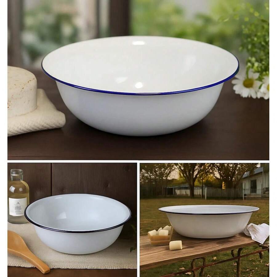 NEW FALCON 36CM ENAMEL WASH BASIN WASHING UP LARGE BOWL WHITE FAENCH VINTAGE - C - 查看 1