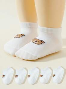 5 đôi tất thuyền chống trượt hình hoạt hình cho bé sơ sinh và trẻ nhỏ, thích hợp cho mùa xuân và mùa thu. - Nhiều màu - Xem 4