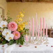 2pcs European Style Pink Scented Candle Set - Includes Various Designs Such As Large Spiral, Thick Twist, Thin Twist And Pointed Tip. Made Of High-Quality Soy Wax, Providing Lighting And Creating A Romantic Atmosphere, Suitable For Home Decor, Living Room Accents, Outdoor Occasions, Weddings, Festivals, Romantic Events, Also An Exquisite Gift For Women. - 2pcs - View 1
