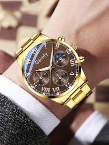 4pcs Stainless Steel Quartz Men's Watch Set, Classic Business Three-Eye Minimalist Dial, Suitable For Daily Wear, Party Decoration, Birthday, Valentine's Day, Holiday Gift For Friends And Fathers - Nhiều màu - Xem 7