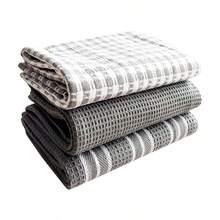 3pcs/Set Bathroom Towel Set - Modern Striped And Plaid Design, Dish Cloths, Kitchen Dish Towels - Multicolor - View 9