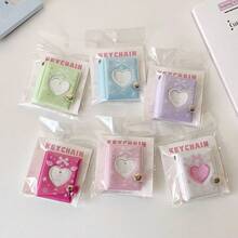 Mini 2-Inch Keychain Pendant Photo Album Girl Heart-Shaped Photo Booth Storage Album ID Photo Card Album - Pink - View 3
