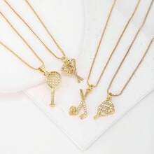 1 chiếc mặt dây chuyền hình quả bóng đá bằng đồng mạ vàng 18k đính đá Zirconia nhiều màu sắc, quà tặng trang sức cao cấp dành cho nữ, thiết kế tối giản. - Vàng - Xem 2