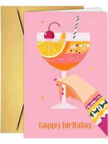 1pc,Birthday Card Woman With Envelope - Cocktail Motif - Colourful Happy Birthday Card For Girlfriends, Colleagues Or Sisters - Funny And Modern - View 8
