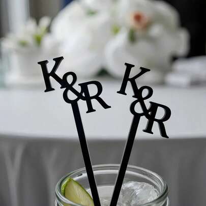 10/30/50 piezas Palitos mezcladores personalizados con nombre, Agitadores de bebidas de acrílico personalizados, Agitadores de cóctel con letra individual para bodas y fiestas