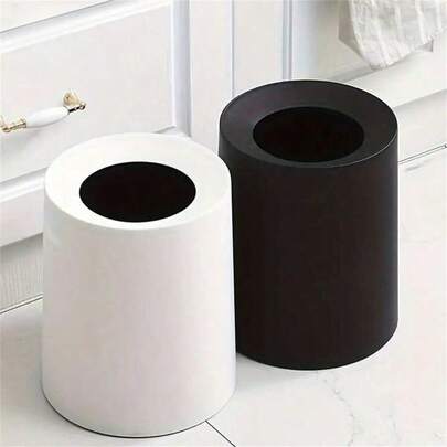 1pc Mini Dual-Layer Round Desktop Trash Can, Nordic Style Minimalist Living Room, Bedroom, Office Creative Round Waste Bin, High-End Stylish Paper Basket, Suitable For Makeup Desk, Office Desk, Dining Table, Coffee Table, Etc.