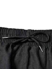 Men's Casual Linen Beach Shorts, Fashionable Lightweight Cargo Shorts For Summer - Black - View 4