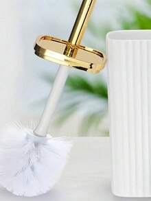 1 Set Electroplated Long Handle Toilet Brush, Cleans Toilet Bowl Thoroughly, Bathroom Cleaning Tool, Combines Aesthetics And Functionality, Easy Toilet Cleaning - White A - View 4
