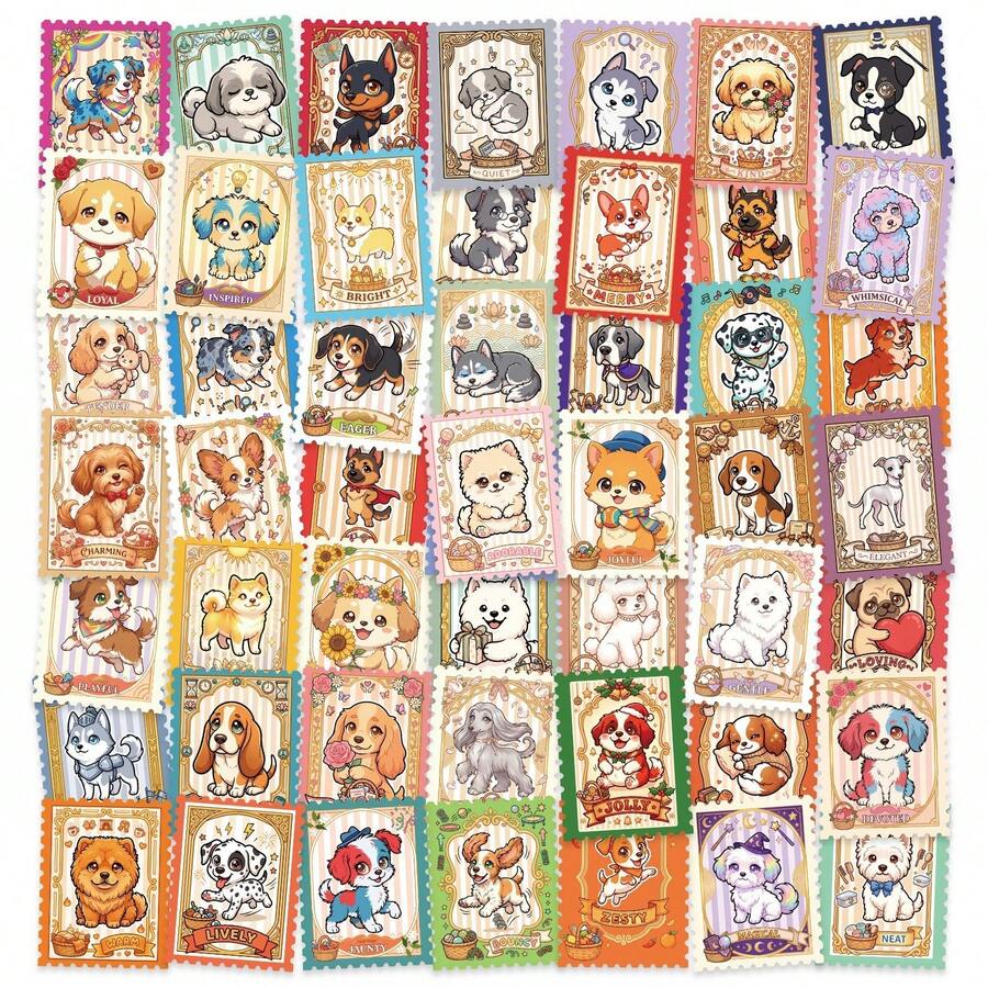 50PCS Cute Dog Stamps Graffiti Stickers Creative Dogs Cartoon Decal DIY Luggage Phone Guitar Scrapbook Fridge Party Gifts - Multicolor - View 1