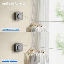 Retractable Washing Line Non-Sagging Clothes Line Indoor And Outdoor Heavy Duty Extendable Washing Line Wall Mounted Stainless Steel Line-4.6M Gray   Dvv - Grey - View 3