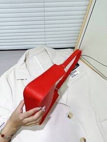 Minimalist Fashion One Shoulder Underarm Baguette Bag - Red - View 5