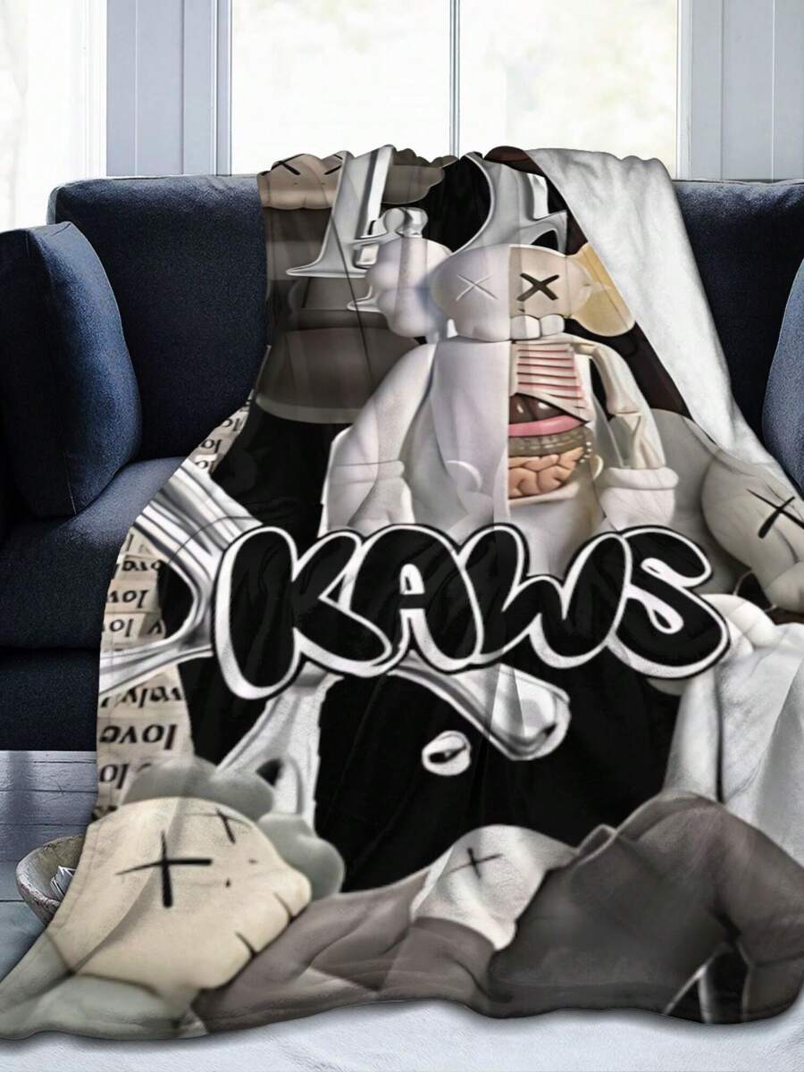 Kawss Kawaii Kaw Blanket Luxury Anime Flannel Blanket - Ultra Soft Cartoon Print, The Perfect Gift For Any Occasion, Christmas, Birthday, For Home, Camping & Travel Use - Black - View 1