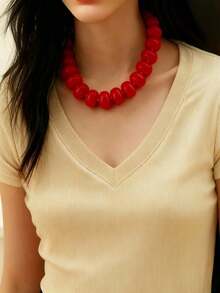 1 pieza Collar de cuentas de resina de dopamina con estilo bohemio y casual, adecuado para uso diario, vacaciones, viajes y ocio, joya de moda como regalo para familiares y amigos - Collar de resina - Ver 4