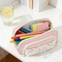 Large Capacity Pencil Case Simple Design Durable Polyester Fabric Easy To Clean - Sky Blue - View 11