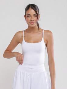 Women's Tank Top With Thin Straps, Polyamide, For Workout And Casual Wear - trắng - Xem 3