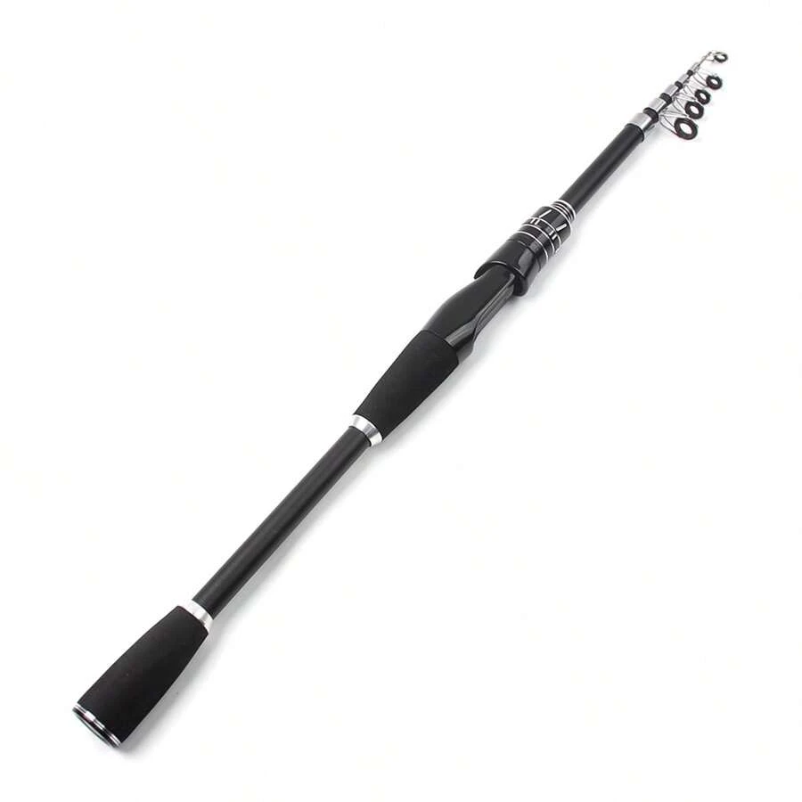 2.1m/2.4m Telescopic Fishing Rod, Fiberglass Material, Suitable For Various Water Bodies, Medium Power - Black - View 1