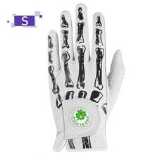 FINGER TEN 1pc Cabretta Leather Men's Golf Glove With Ball Marker, Suitable For Right-Handed Golfers, Fashionable Unique Bone Style, Premium Luxury Feel, Provides Stable Grip - Black - View 13