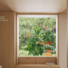 Plantes en pot verdoyantes, autocollants de fenêtre avec papillons et chats, décalcomanies florales colorées à accrocher sur le verre pour la maison, la décoration de la chambre des enfants - T3315 - Voir 5