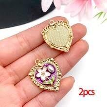 2/8pcs Elegant Flower Enamel Charms Flower Heart Necklaces Pendants Earrings Charms For Jewelry Making Bracelets Necklaces Earrings Keychains DIY Crafts - Multicolor - View 13