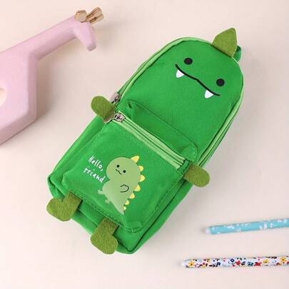 1pc Large Capacity Cute Cartoon Animal Pencil Case - Durable Oxford Cloth, Suitable For Students And Daily Office Supplies