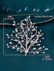 1pc Fashion Bridal Head Piece Green Rhinestone Women's Headwear Wedding Party Hair Accessory For Woman ﻿ - Multicolor - View 8