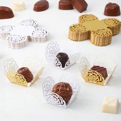 10pcs Candy Chocolate Lace Paper Packaging Box,Elegant Dessert Cup,Packaging Box For Mother's Day, Candy Box, Chocolate Packaging Box, Party Favors, Birthday Decor, Wedding Decoration, Party Supplies,Anniversary, Baking Tools, Home Kitchen Accessories,Gift For My Mother