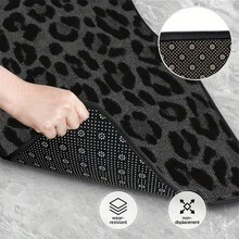 4-Piece Leopard Print Car Floor Mats - Black & Animal Pattern, Durable Polyester Material, Easy-To-Clean Surface, Suitable For Home & Road Trips, Stylish Interior & A Gift For Friends, Car Floor Mats, Essential For Road Trips, Leopard Print Design - Multicolor - View 5