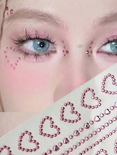 Heart-Shaped Diamond Stickers, Acrylic Diamond Stickers, Face Jewel Stickers, Stage Makeup Rhinestone Tear Stickers, Self-Adhesive Heart-Shaped Rhinestone Stickers For Facial Crafts, Suitable For Wedding, Valentine's Day Decoration, Ideal Gift For Girlfriend, Birthday, Lover, Also Suitable For Halloween