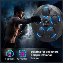 Máquina de Boxeo Musical, Entrenador de Golpes Interactivo con Guantes de Boxeo, Gran Objetivo de Boxeo Electrónico Montado en la Pared para Adultos y Niños, 9 Modos y 9 Velocidades. - Negro - Ver 3