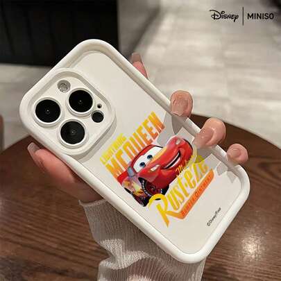 Miniso Funda de teléfono con diseño de Ungüento Bumper Rust-Eze de Lightning McQueen de Disney Cars, adecuada para iPhone 17/17 Pro/17 Pro Max/17 Air/16/15/14/13/12/11/Serie X, Funda iPhone 17 Pro Max, Funda iPhone 17 Pro, Funda iPhone 17, Regalos de Navidad para la novia
