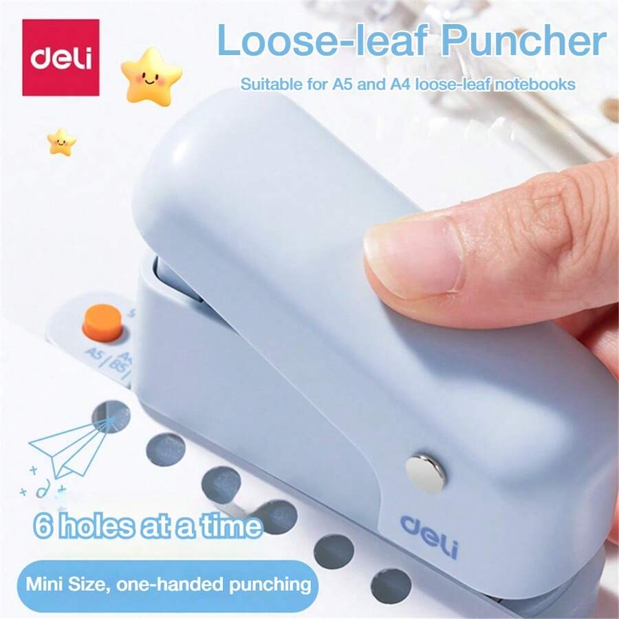Mini 6 Hole Paper Punch, 10 Sheet Paper Capacity,5.5mm Hole Diameter,Handheld Circle Punch Puncher, Round Hole Paper Puncher For A4 A5 B5 Notebook Scrapbook Diary Planner,For Office&School Use - A - View 1