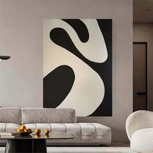 Wrap-Style Frame, 2D Plane, Abstract Canvas Wall Decoration, High-Definition Print, Simple Wall Decoration Item, Modern Minimalist Black And Beige Geometric Abstract Decorative Art Canvas Brushwork, Suitable For Living Room, Corridor, Dining Room, Bedroom, Office, Ideal Holiday Gift, Easy To Hang. - Nhiều màu - Xem 6