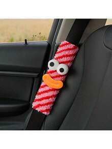 Cute Monster Car Seat Belt Shoulder Pad - Funny Sausage Mouth Design With Googly Eyes, Soft Comfortable Safety Belt Cover, Auto Accessory - A - View 4