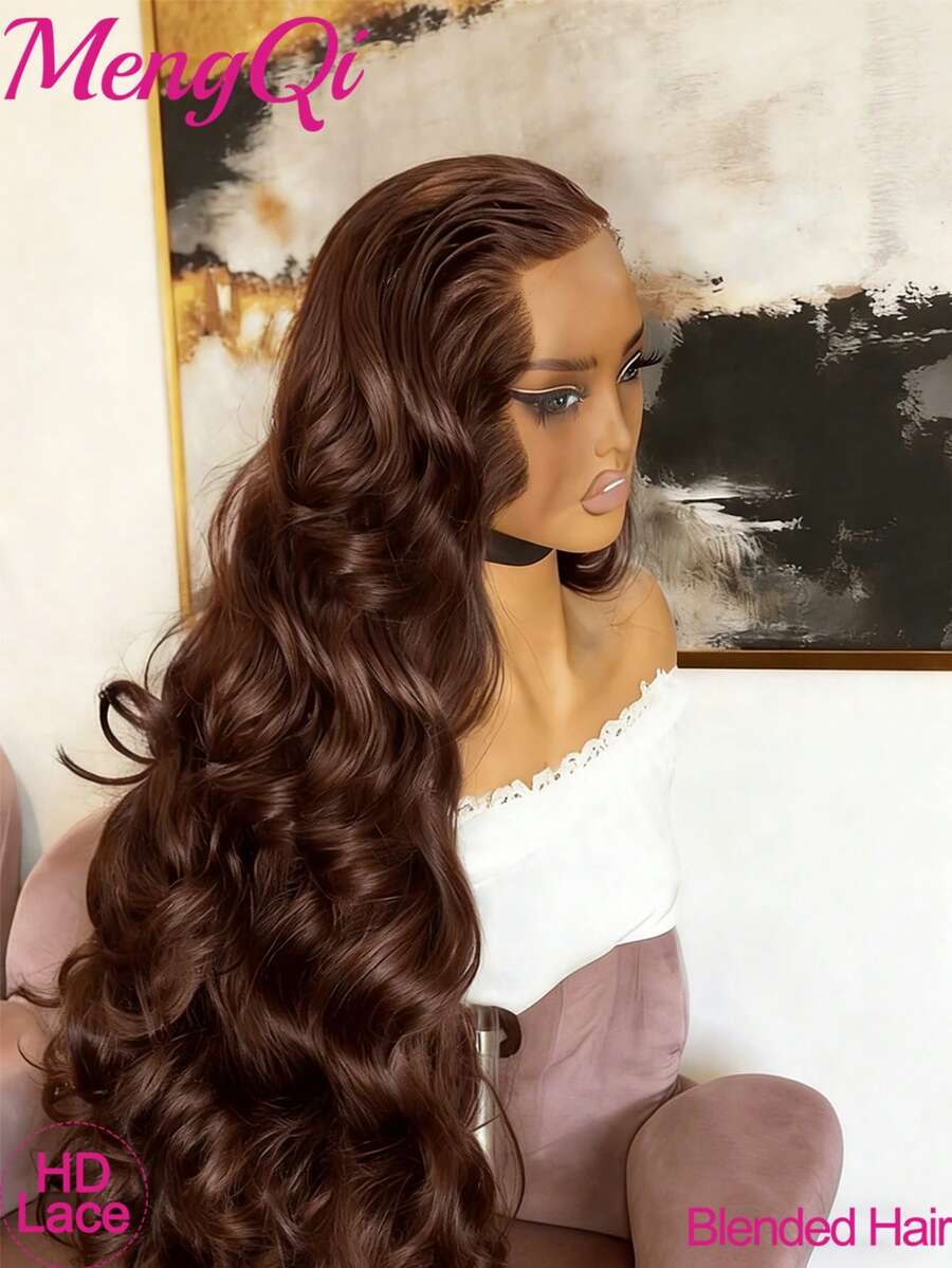 5x5 13*4 13*6 #4 长款水波纹高清蕾丝前假发，10-34 英寸蕾丝前假发，真人发丝发际线，预先拔毛，无胶假发，自然混发波浪假发，女士款