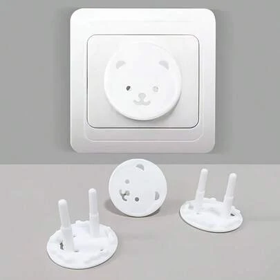 20 EU-Standard Bear-Shaped Socket Covers, European-Style Socket Covers, Safety Electrical Protection Products, Home Safety Protection