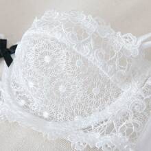 European And American Lingerie, Ultra-Transparent Half-Cup-Soluble Lace Bra, Small Bust Enhancing And Anti-Sagging Bra - trắng - Xem 6