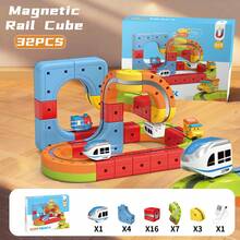 Electric Train Set, High-Speed Rail Model DIY Building Blocks, Construction Toy Blocks, High-Speed Train Carriage, Electric Suspension, Children's Track Car, Birthday Children's Day Gift Toy, 8pcs Set, 26pcs Set, 32pcs 3D DIY Track Building Block Set, STEM Car Toy Set Includes Train And Traffic Signs, Suitable For Boys And Girls - Color - View 15
