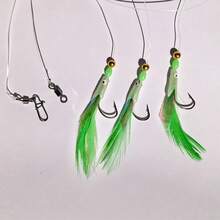 3 Hook/Set Luminous Fish Head Fishing Lure Single Hook Tack Bait Jigs Worm Fishing Sabiki String Hooks - Multicolor - View 9